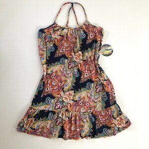 NWT Bebop Halter Paisley Sundress Ruffle Stretchy Size Medium